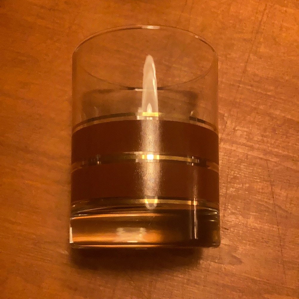 🧊🥃 Set of (3) Brown and Gold Whiskey Rocks Glasses Mad Men Don Draper 🚬🥃